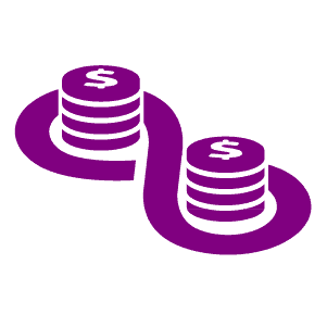 coins stacked inside an infinite loop in an isometric view