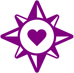 heart inside compass icon